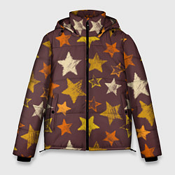 Куртка зимняя мужская Звездное коричневое небо, цвет: 3D-светло-серый