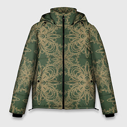 Мужская зимняя куртка Зелено-золотой фрактальный узор