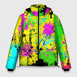 Мужская зимняя куртка Абстрактная картина в разноцветный неоновых тонах