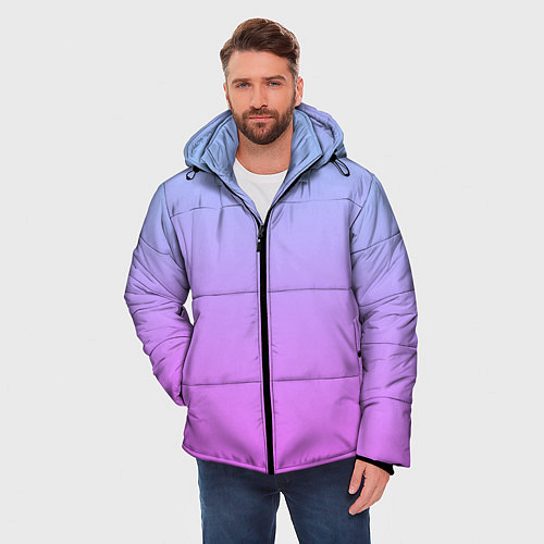 Мужская зимняя куртка Голубо-розовый градиент / 3D-Черный – фото 3
