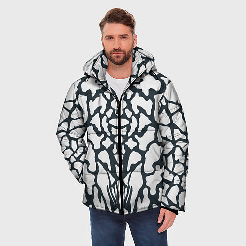 Мужская зимняя куртка Animal Black and White Pattern / 3D-Черный – фото 3