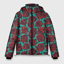 Куртка зимняя мужская Розы тату, цвет: 3D-черный