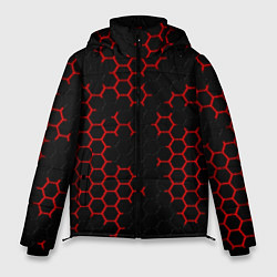 Мужская зимняя куртка НАНОКОСТЮМ Black and Red Hexagon Гексагоны