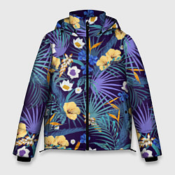 Мужская зимняя куртка Цветы Фиолетовые Гибискусы