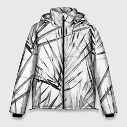Куртка зимняя мужская Монохромные Листья Пальм, цвет: 3D-красный