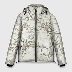 Куртка зимняя мужская Птицы На Ветках С Листьями, цвет: 3D-черный