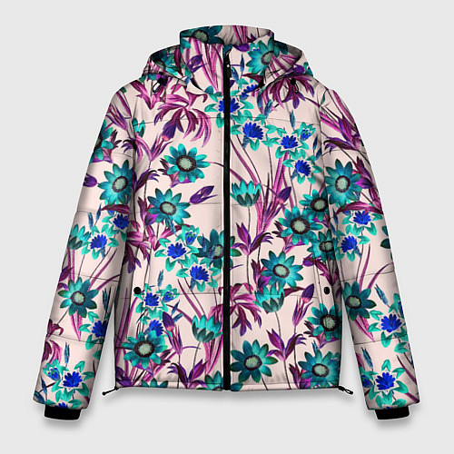 Мужская зимняя куртка Цветы Летние Фиолетовые Рудбеки / 3D-Красный – фото 1
