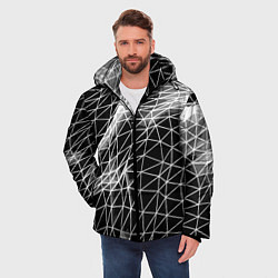 Куртка зимняя мужская Полигональный объёмный авангардный узор, цвет: 3D-черный — фото 2
