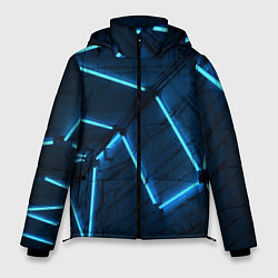 Куртка зимняя мужская Неоновые лампы и кирпичный эффект - Голубой, цвет: 3D-красный