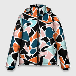 Куртка зимняя мужская Абстрактный современный разноцветный узор в оранже, цвет: 3D-светло-серый