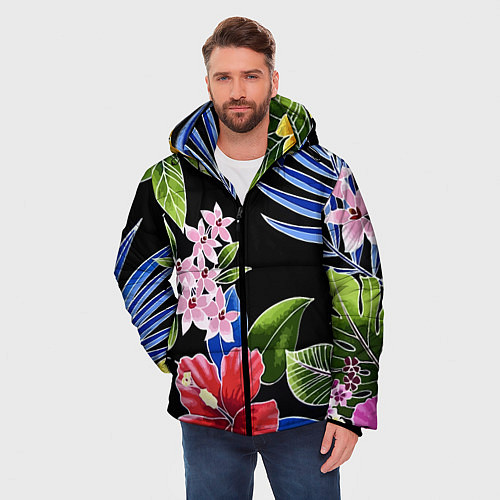 Мужская зимняя куртка Floral vanguard composition Летняя ночь Fashion tr / 3D-Красный – фото 3