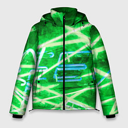 Мужская зимняя куртка Неоновые лучи и буквы - Зелёный