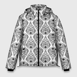 Мужская зимняя куртка Черно-белый геометрический узор Арт деко