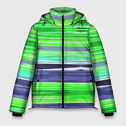 Куртка зимняя мужская Сине-зеленые абстрактные полосы, цвет: 3D-светло-серый