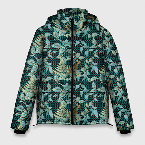 Мужская зимняя куртка Листья в 3D абстракция / 3D-Красный – фото 1