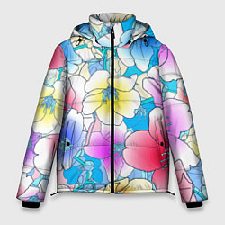 Куртка зимняя мужская Летний цветочный паттерн Fashion trend 2025, цвет: 3D-светло-серый