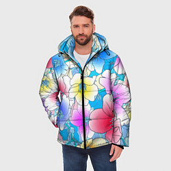 Куртка зимняя мужская Летний цветочный паттерн Fashion trend 2025, цвет: 3D-светло-серый — фото 2