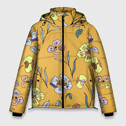 Куртка зимняя мужская Цветы Нарисованные На Золотом Фоне, цвет: 3D-светло-серый