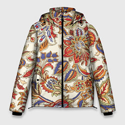 Куртка зимняя мужская Цветочный винтажный орнамент, цвет: 3D-светло-серый