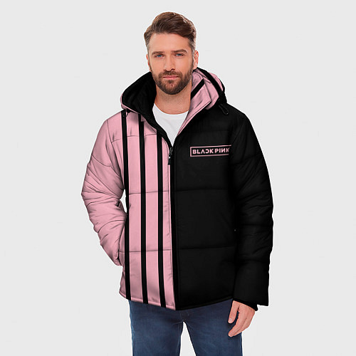 Мужская зимняя куртка BLACKPINK HALF BLACK-PINK MINI LOGO / 3D-Светло-серый – фото 3