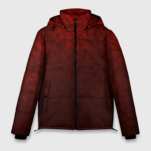 Мужская зимняя куртка Мраморный красно-черный градиент / 3D-Светло-серый – фото 1