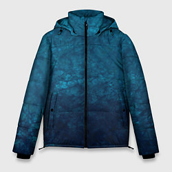 Куртка зимняя мужская Синий абстрактный мраморный узор, цвет: 3D-черный