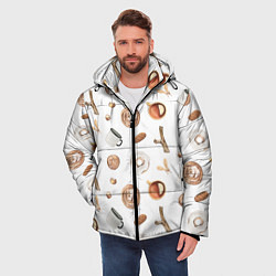Куртка зимняя мужская Узор Кружка, Печенье, Пончик, цвет: 3D-светло-серый — фото 2