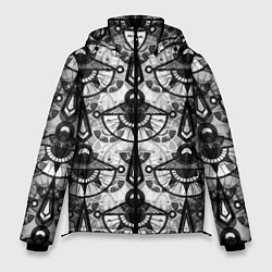 Куртка зимняя мужская В черно-серых тонах геометрический узор, цвет: 3D-светло-серый