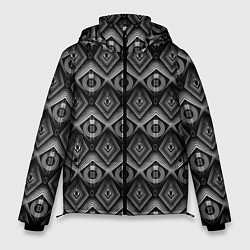 Куртка зимняя мужская Черно-белый геометрический современный узор арт де, цвет: 3D-красный