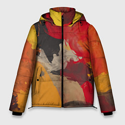 Куртка зимняя мужская Мазки Акварелью, цвет: 3D-красный