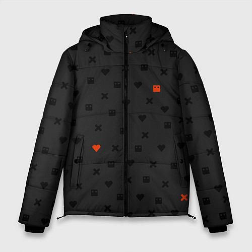 Мужская зимняя куртка Love Death and Robots black pattern / 3D-Красный – фото 1