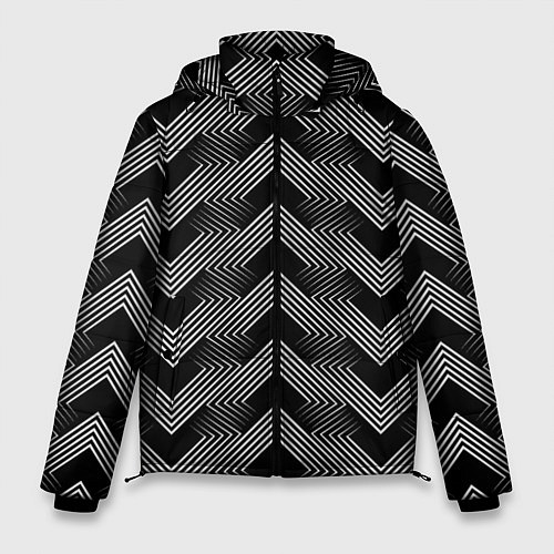 Мужская зимняя куртка Геометрический черно-белый узор Арт Деко / 3D-Красный – фото 1
