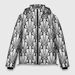 Куртка зимняя мужская Современный геометрический узор светлый фон, цвет: 3D-черный