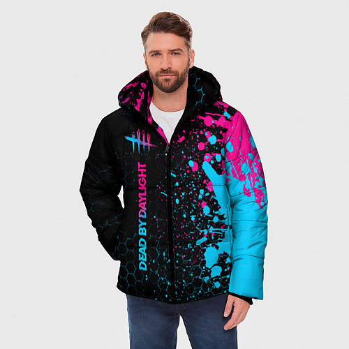 Мужская зимняя куртка Dead by Daylight Neon Gradient / 3D-Черный – фото 3