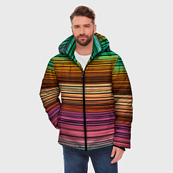 Куртка зимняя мужская Multicolored thin stripes Разноцветные полосы, цвет: 3D-светло-серый — фото 2