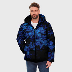 Куртка зимняя мужская BLUE FLOWERS Синие цветы, цвет: 3D-черный — фото 2