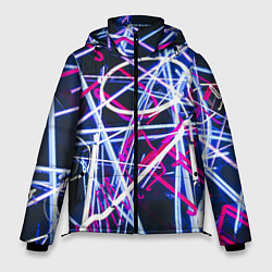 Мужская зимняя куртка Неоновые хаотичные линии и буквы - Синий