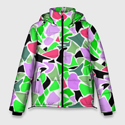 Куртка зимняя мужская Abstract pattern green pink spots, цвет: 3D-светло-серый