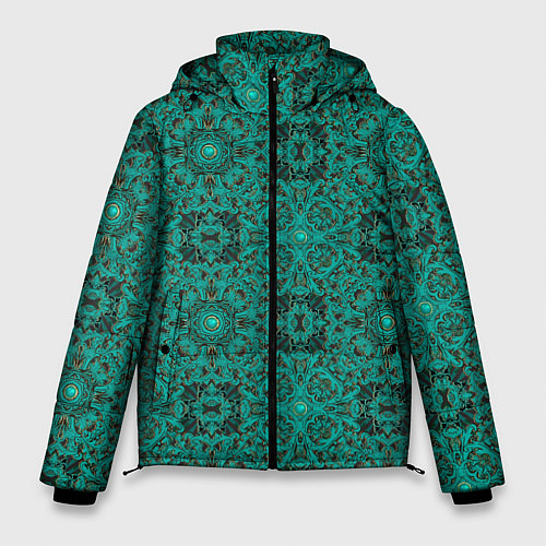 Мужская зимняя куртка Зеленые классические фигуры / 3D-Красный – фото 1