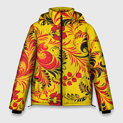 Куртка зимняя мужская Хохломская Роспись Цветы, цвет: 3D-красный