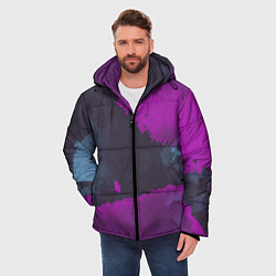 Куртка зимняя мужская Акварельная абстракция фуксия, цвет: 3D-красный — фото 2