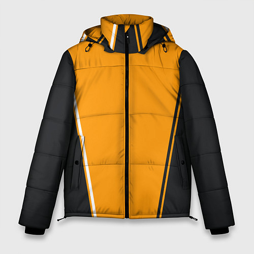 Мужская зимняя куртка Mens Style Чёрное с оранжевым - вариант без надпис / 3D-Светло-серый – фото 1