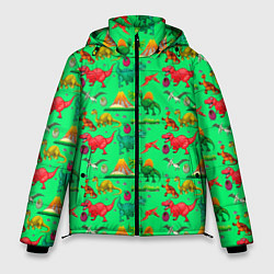 Куртка зимняя мужская DINOSAURS OF THE JURASSIC PERIOD, цвет: 3D-красный