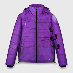 Куртка зимняя мужская Сиреневое небо с проводами, цвет: 3D-черный