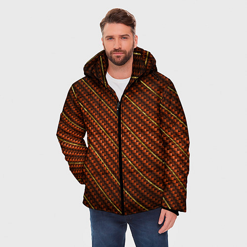 Мужская зимняя куртка Карбон и золото / 3D-Черный – фото 3