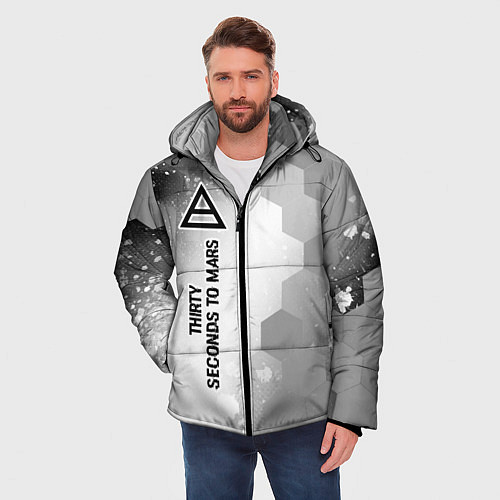 Мужская зимняя куртка Thirty Seconds to Mars Glitch на светлом фоне / 3D-Черный – фото 3