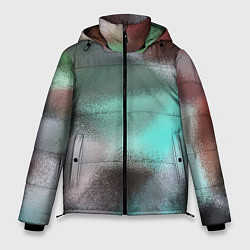Куртка зимняя мужская Абстрактный узор в бирюзовых коричневых тонах, цвет: 3D-светло-серый