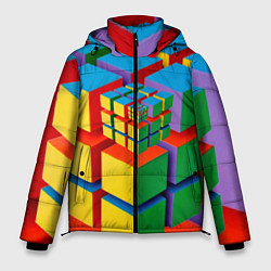 Куртка зимняя мужская Цветные кубики КУБОКУБ, цвет: 3D-черный