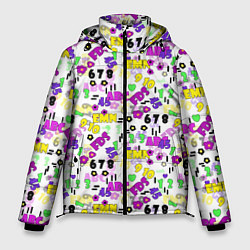 Куртка зимняя мужская Разноцветные цифры и алфавит school, цвет: 3D-светло-серый