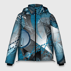 Куртка зимняя мужская Абстрактный серо-синий принт, цвет: 3D-красный